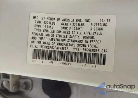 2014 Honda Accord Ex-L из США, поврежденный, VIN 1HGCR2F83EA079632